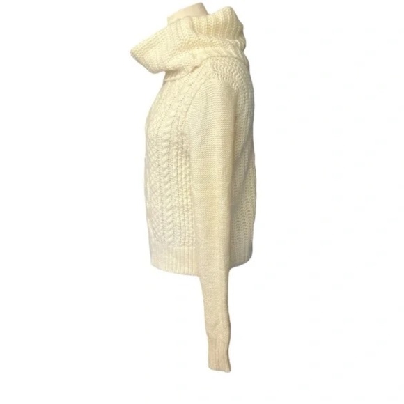 Express Cream Cable Knit Cowl Neck Sweater Wool Mohair Blend in XS - Picture 5 of 7